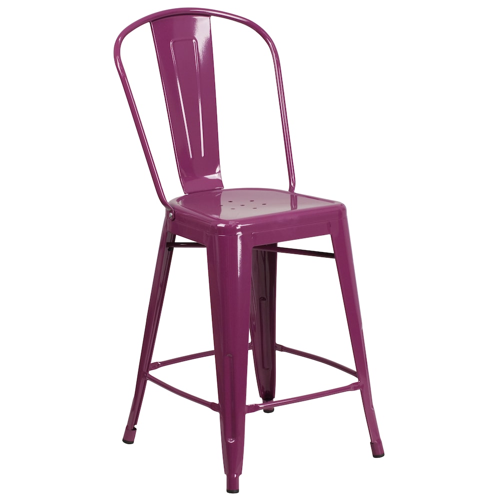 24" Purp Metal Outdoor Stool