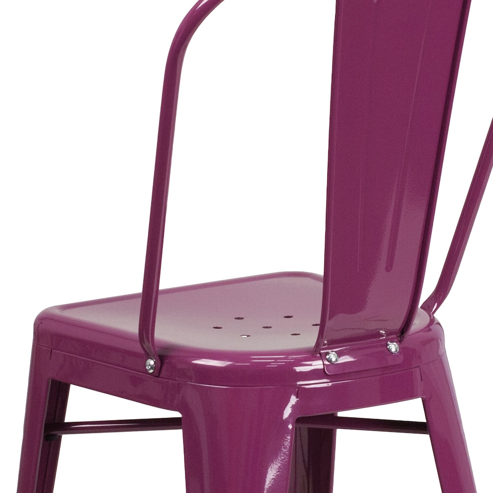 24" Purp Metal Outdoor Stool
