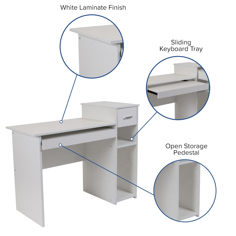 Bureau blanc avec étagères