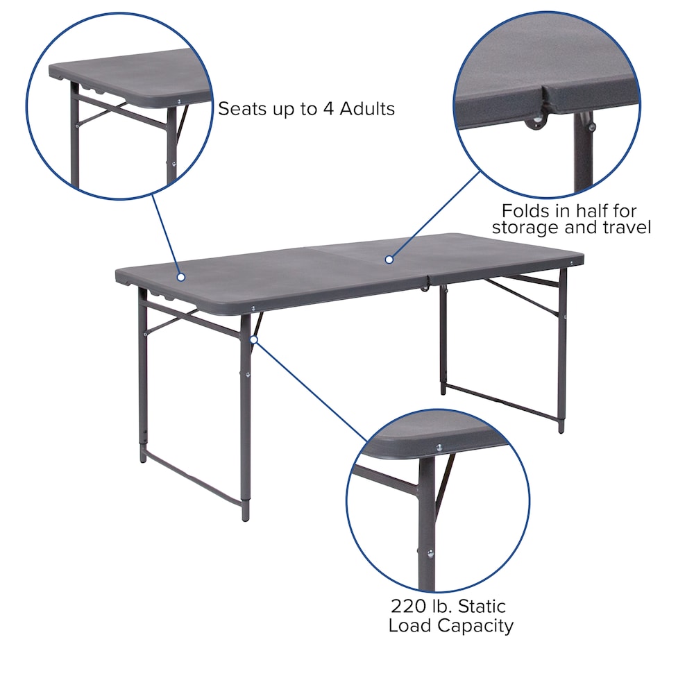 23.5x48.25 Gray Plastic Table