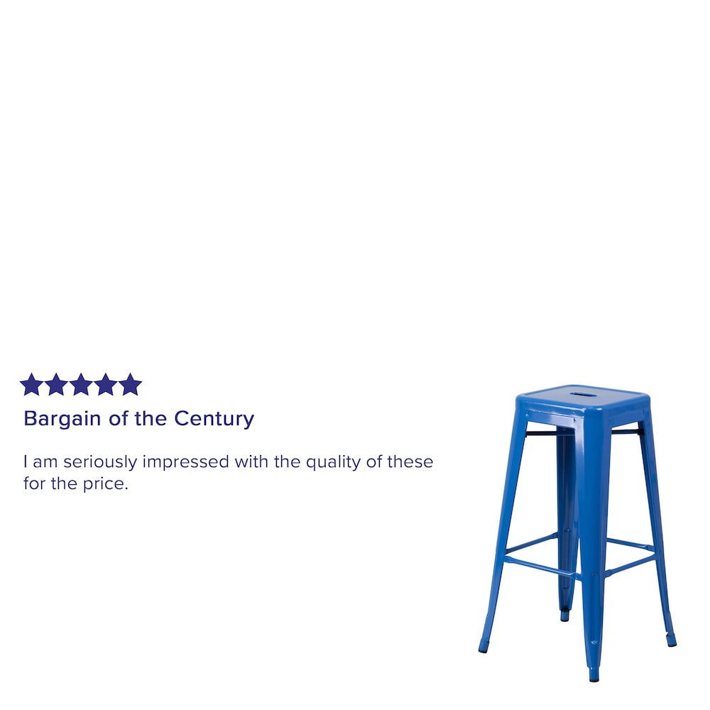 30" Blue No Back Metal Stool