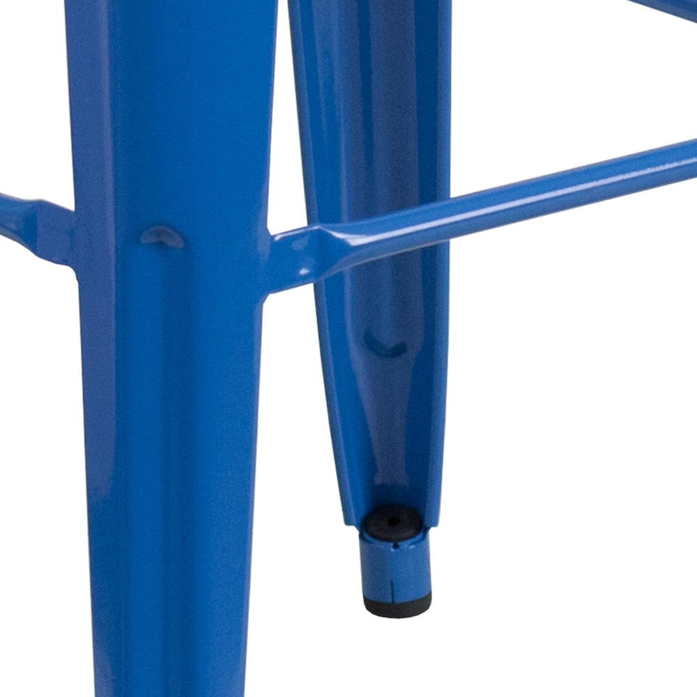 30" Blue No Back Metal Stool