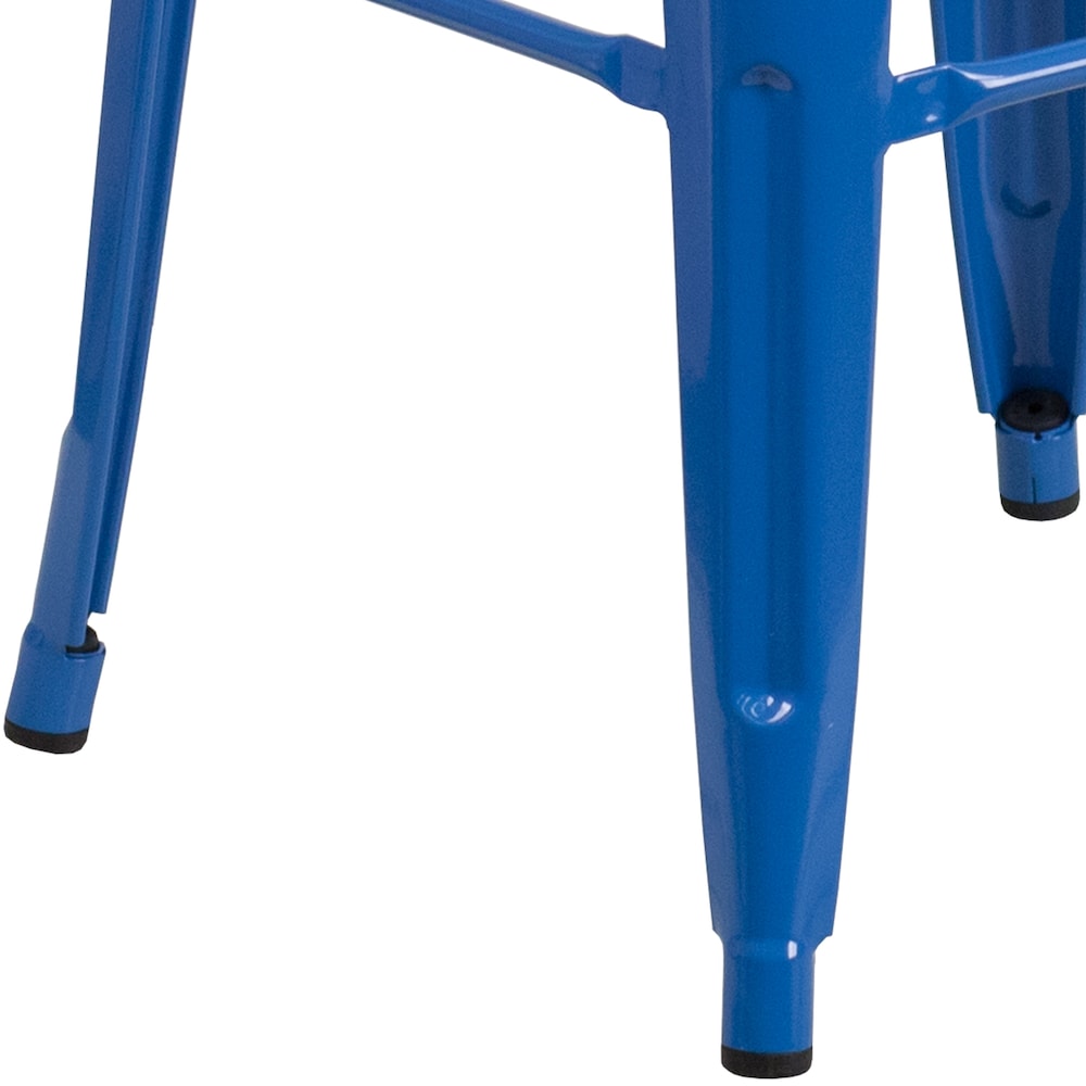 30" Blue No Back Metal Stool