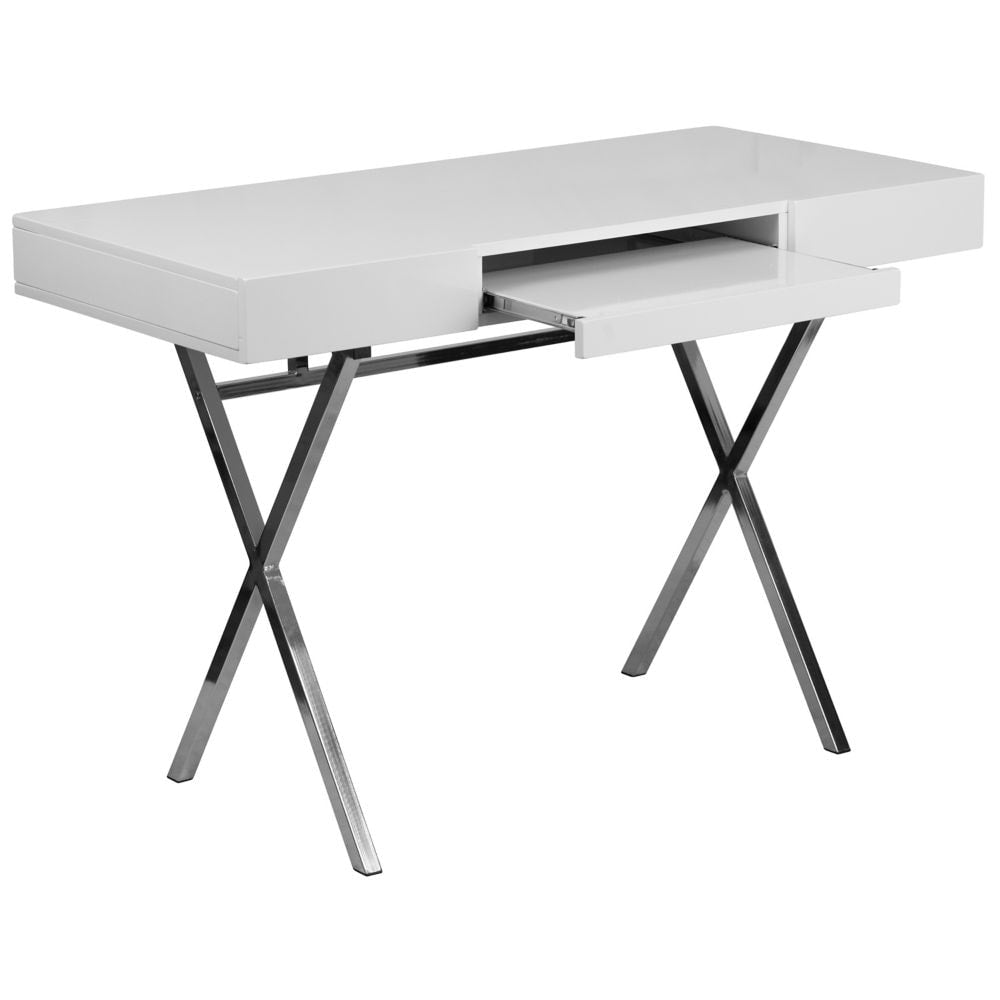 Bureau à clavier blanc