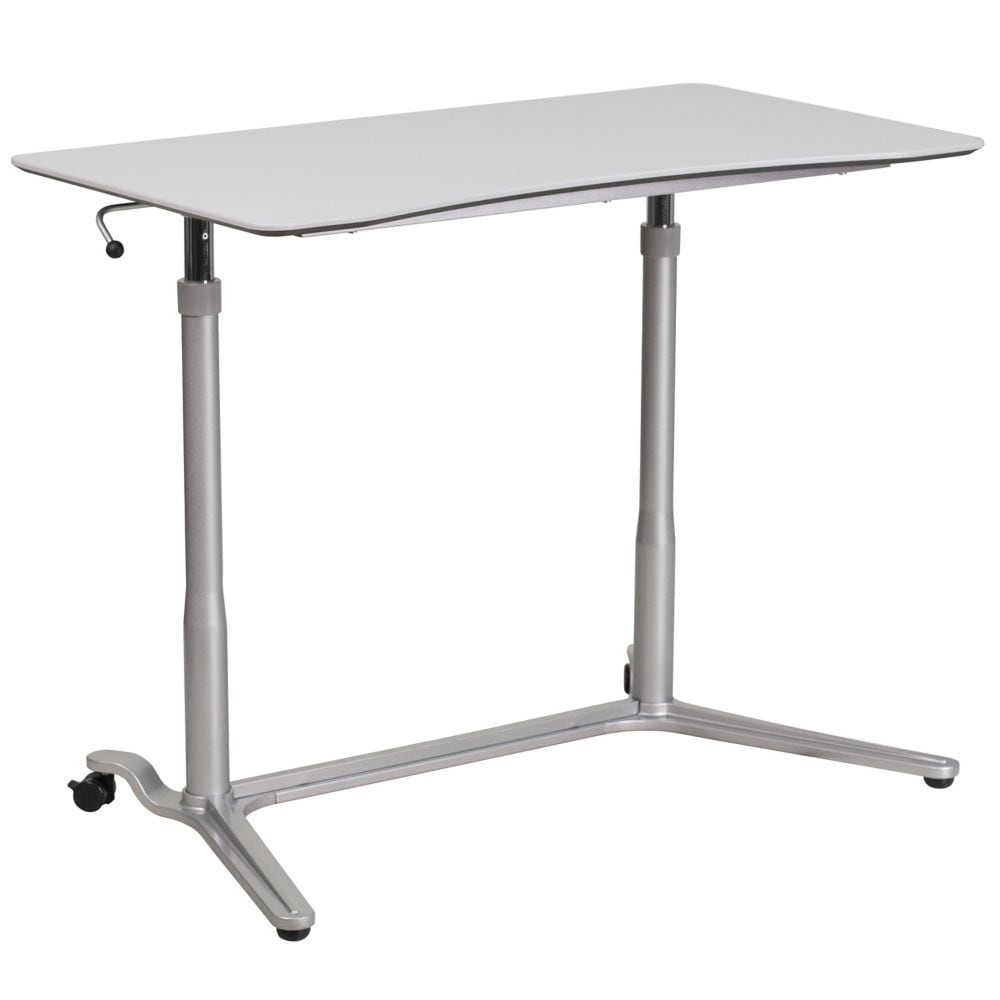 Bureau assis-debout en gris clair
