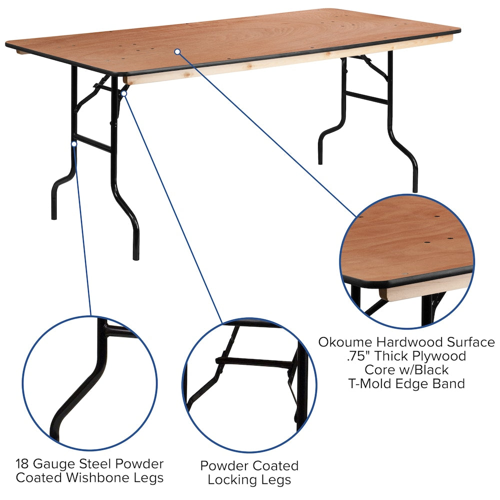 30x72 Wood Fold Table