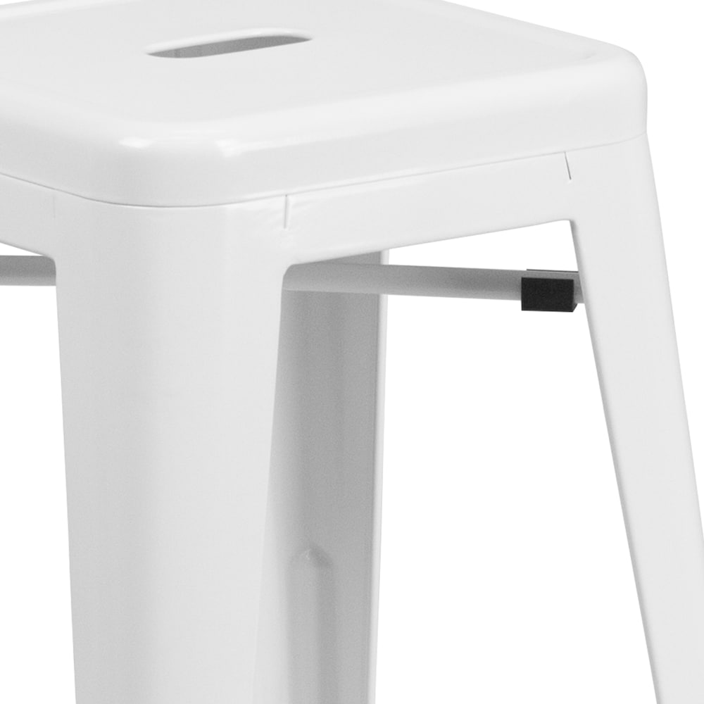 24" White No Back Metal Stool
