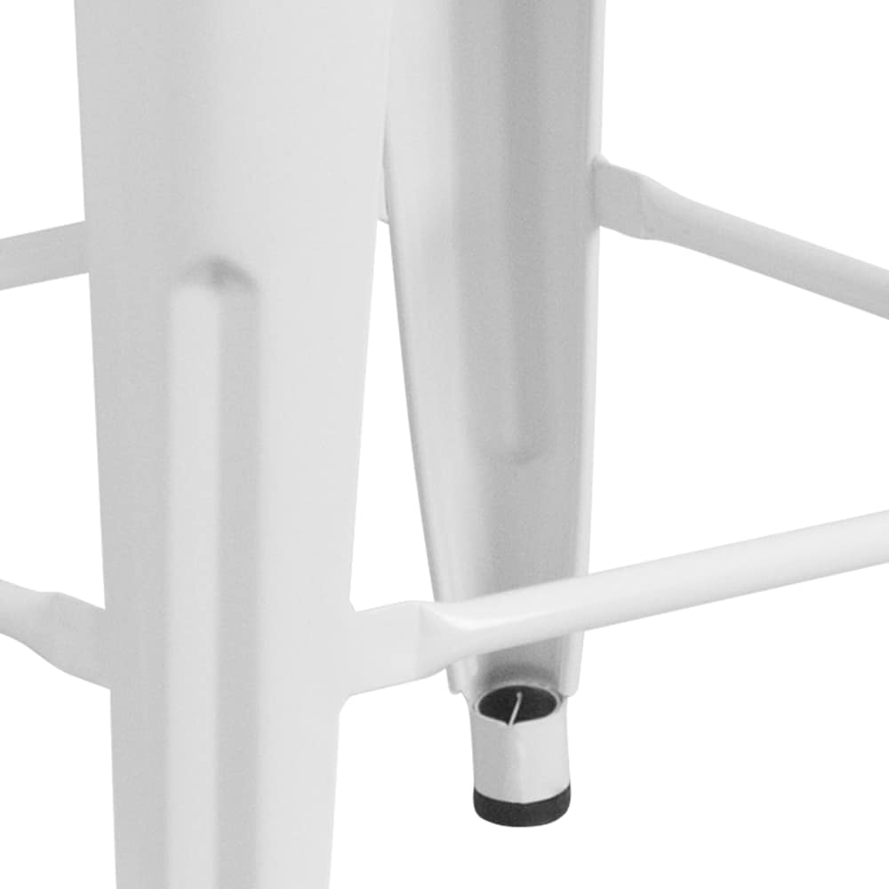 24" White No Back Metal Stool