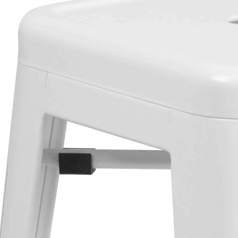 24" White No Back Metal Stool