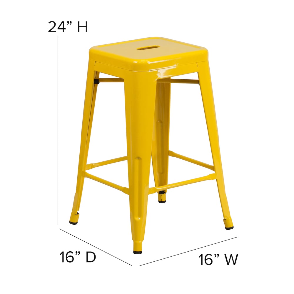24" Yell No Back Metal Stool