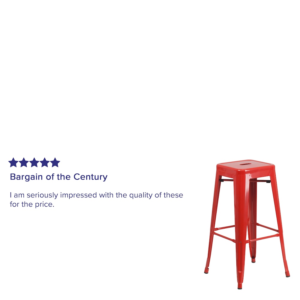 30" Red No Back Metal Stool