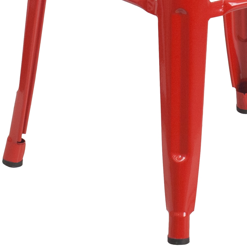 30" Red No Back Metal Stool