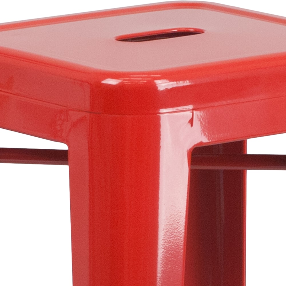 30" Red No Back Metal Stool