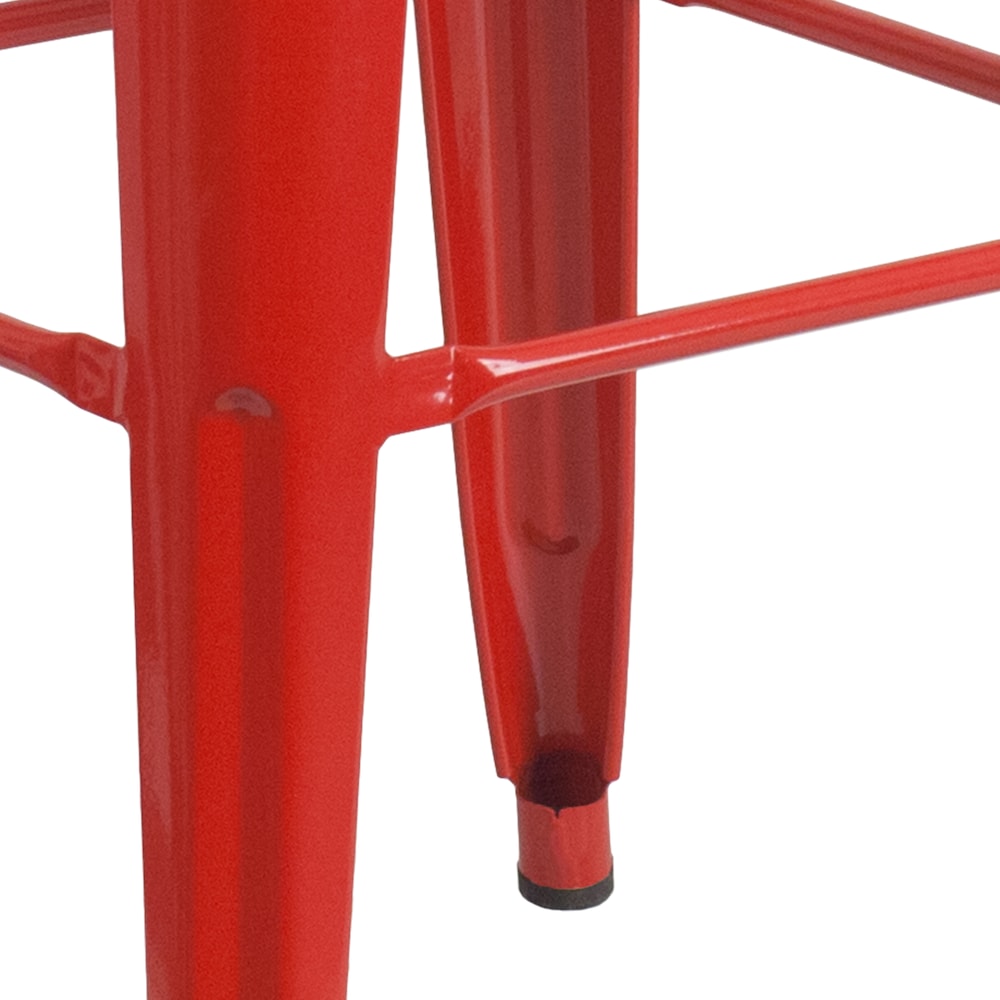 30" Red No Back Metal Stool