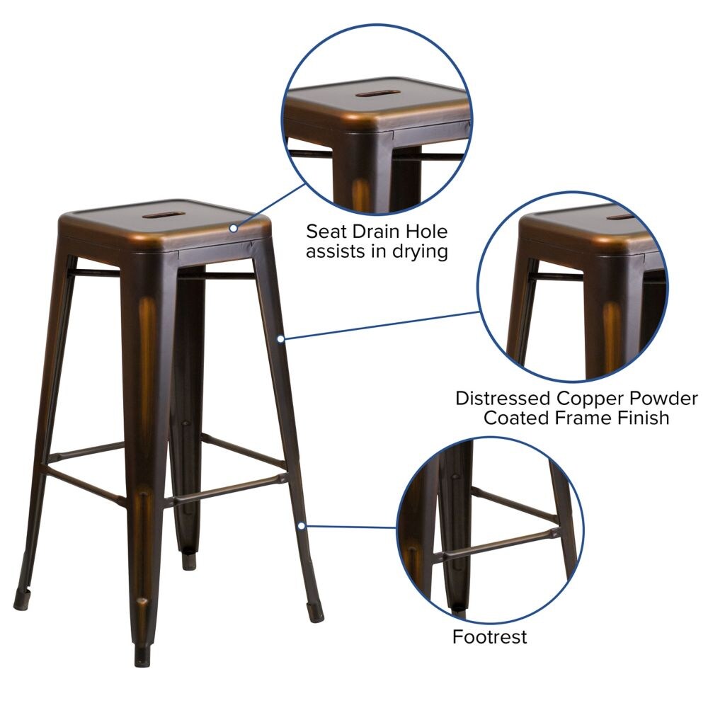 Distressed Copper Metal Stool