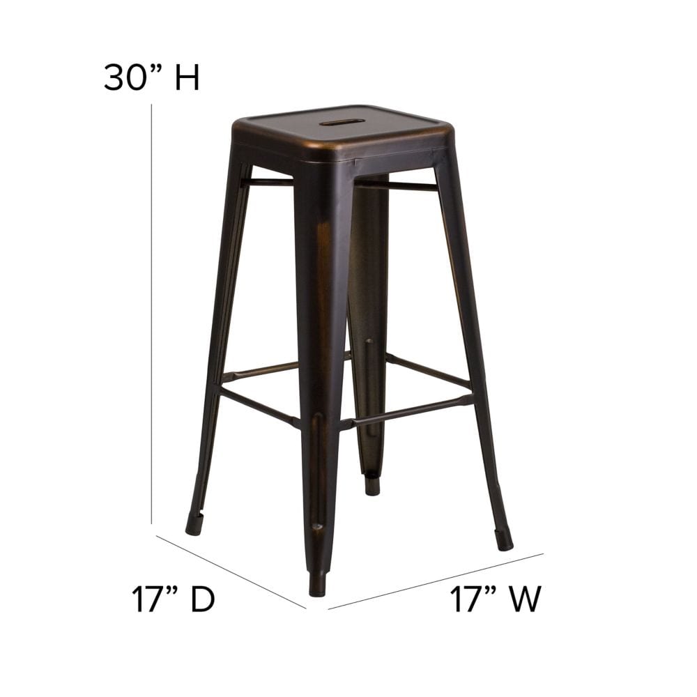 Distressed Copper Metal Stool