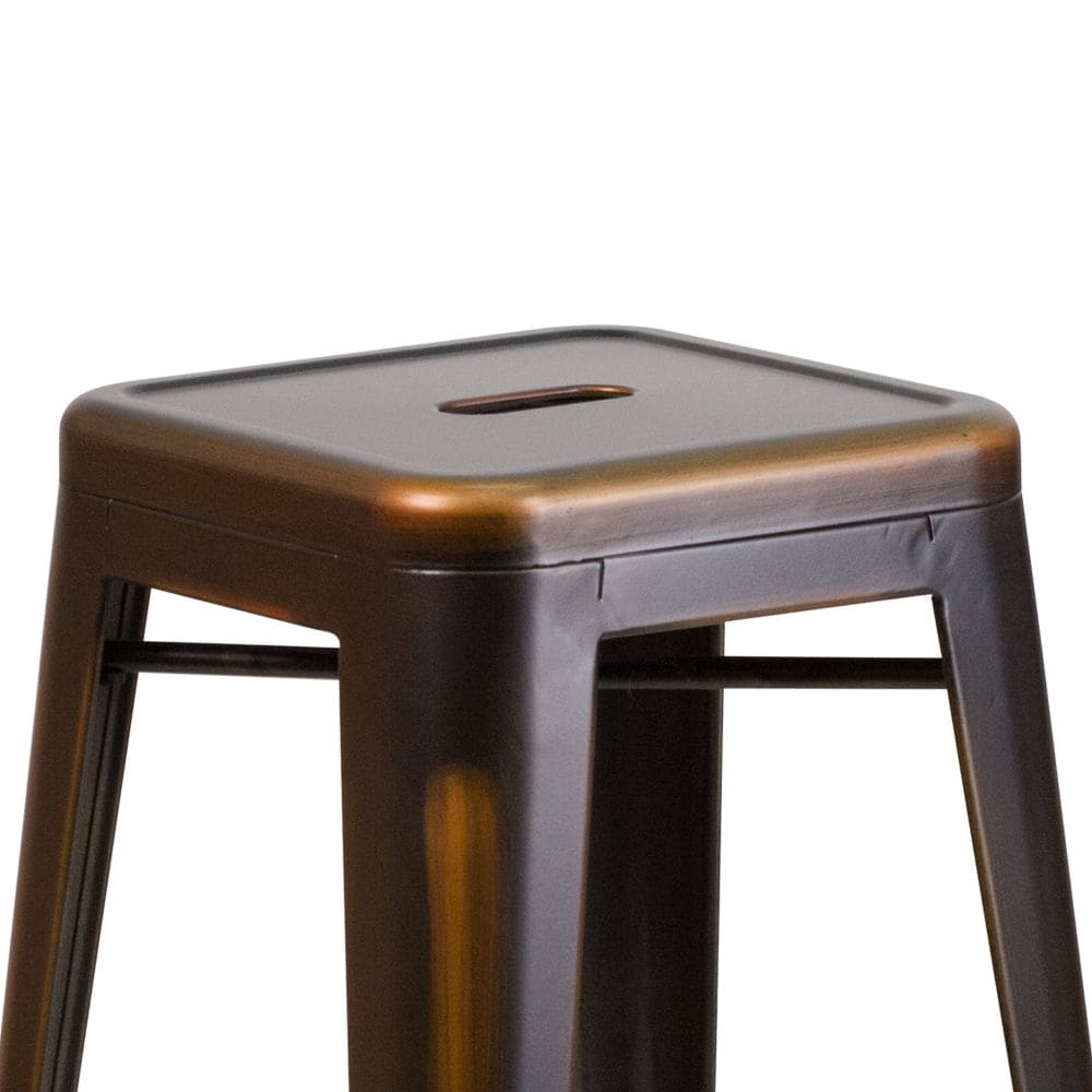 Distressed Copper Metal Stool