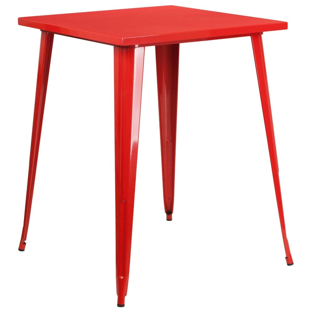 31.5SQ Red Metal Bar Table