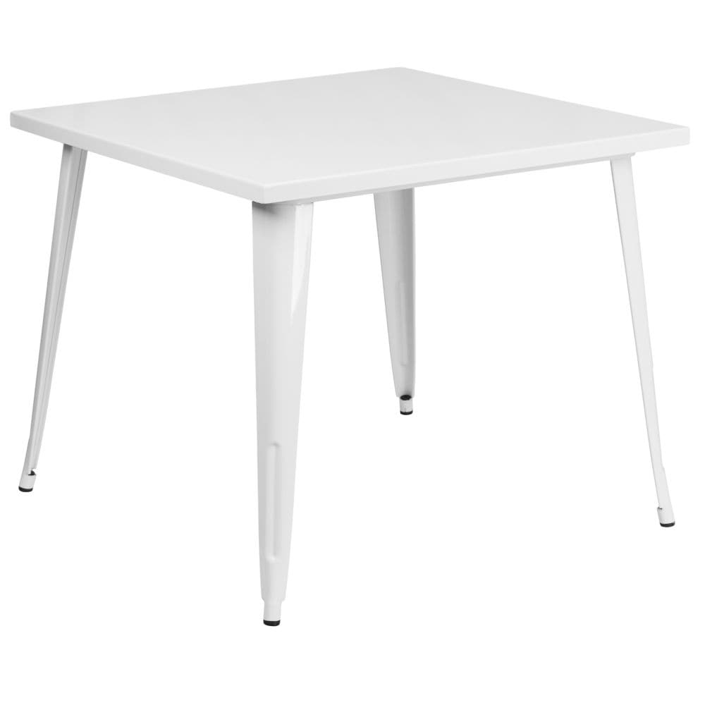 35.5SQ White Metal Table