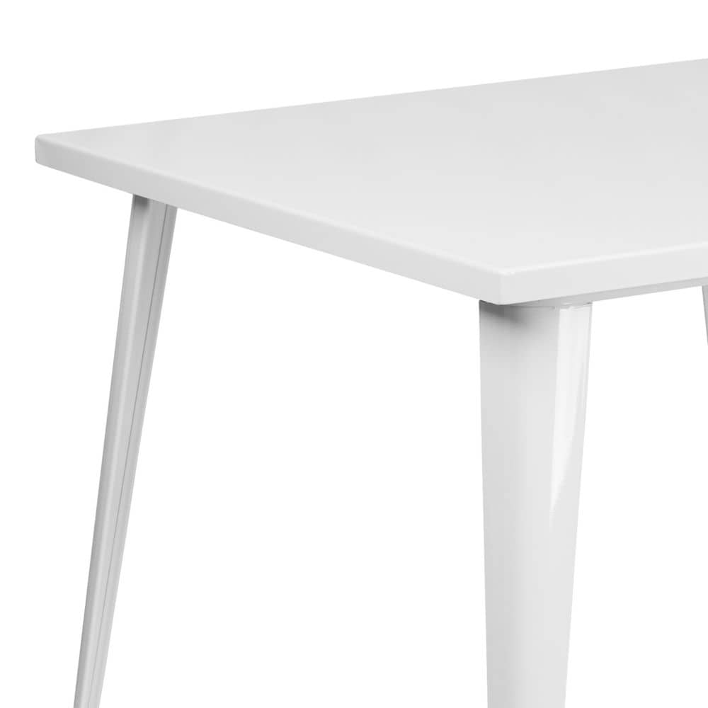 35.5SQ White Metal Table