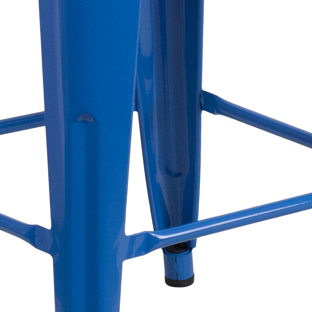 24" Blue No Back Metal Stool