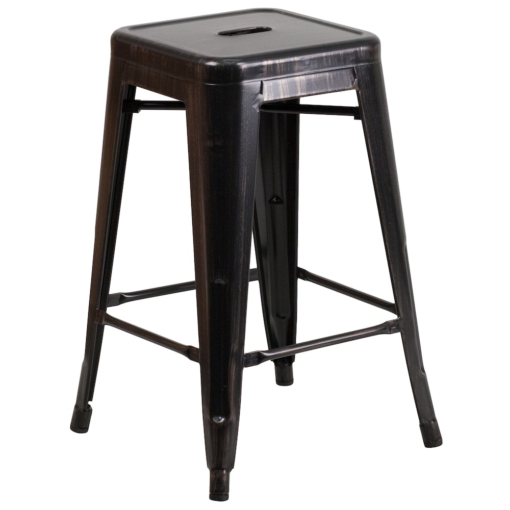 24" Black No Back Metal Stool