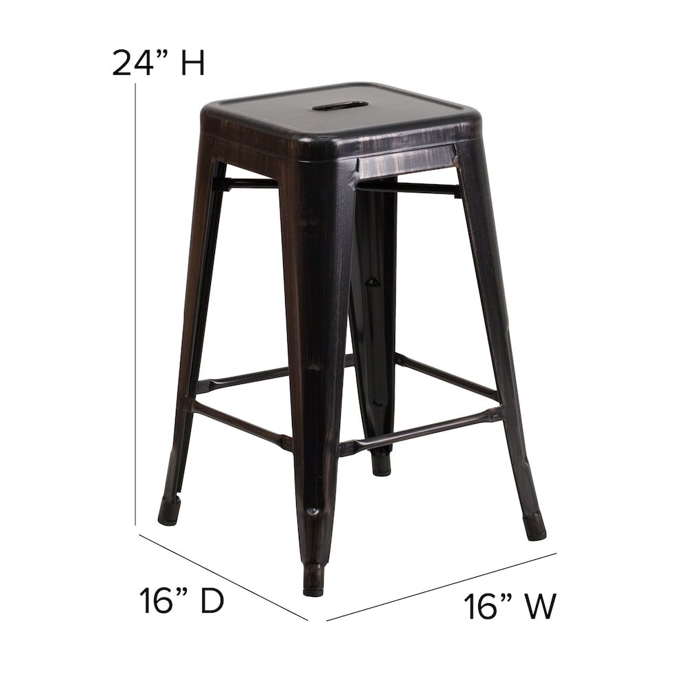 24" Black No Back Metal Stool