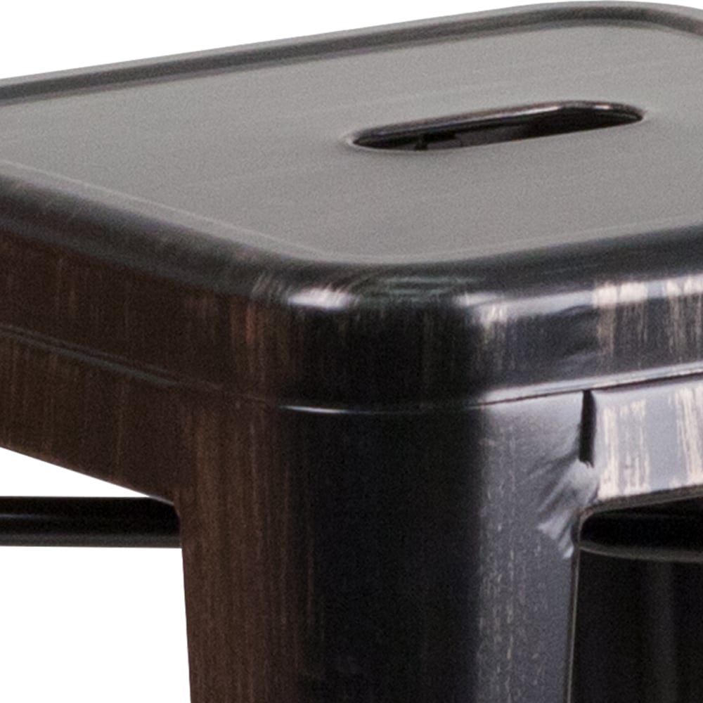 24" Black No Back Metal Stool