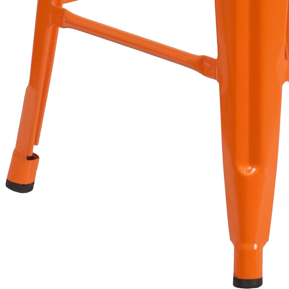 24" Orange No Back Metal Stool