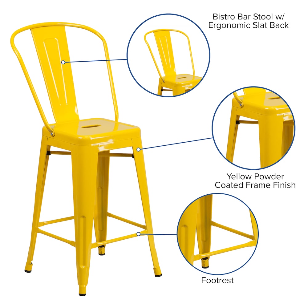 24" Yell Metal Outdoor Stool