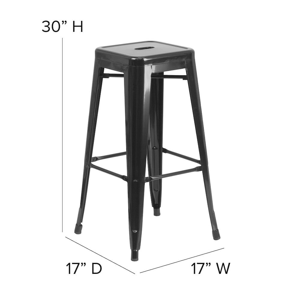 30" Black No Back Metal Stool