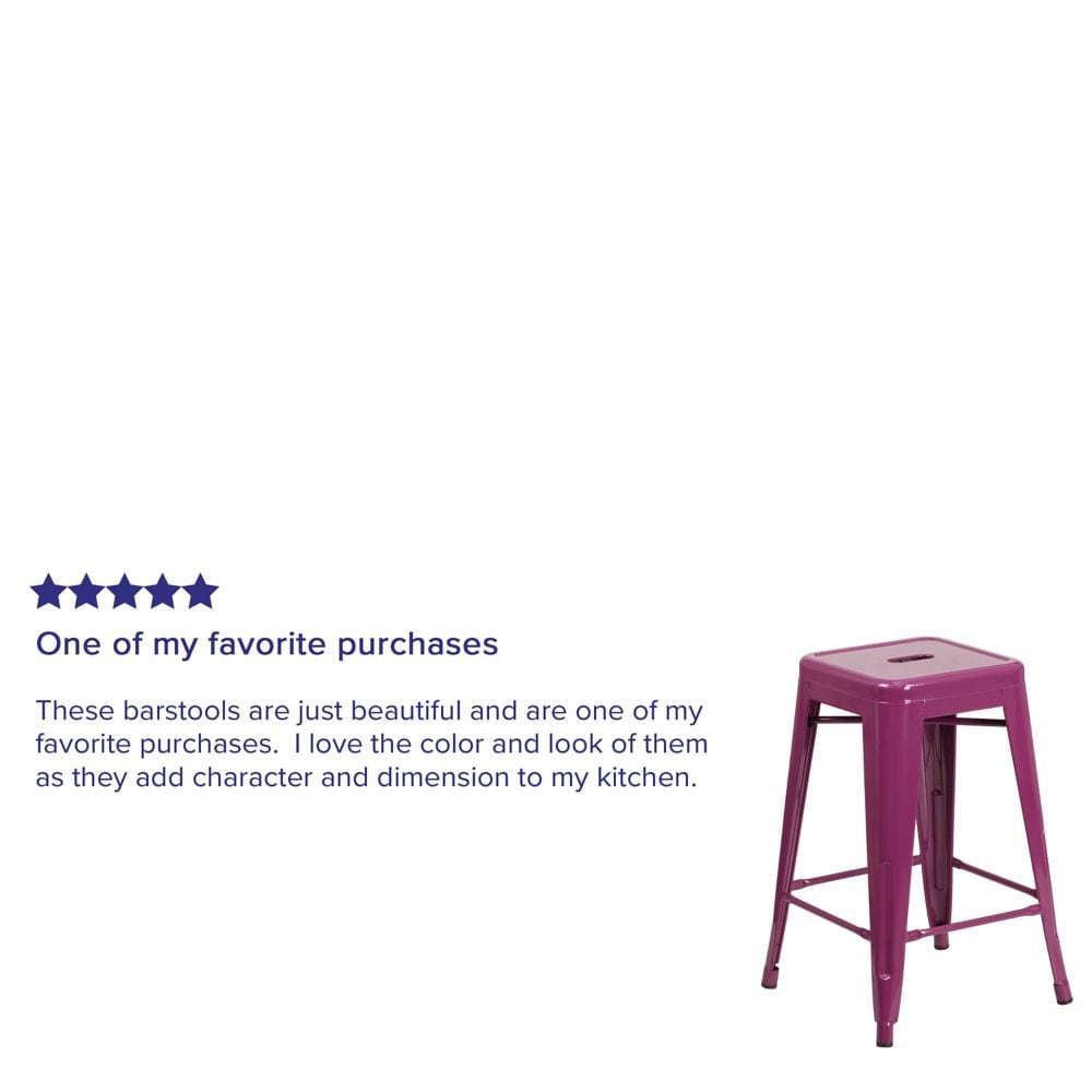 24" Purp No Back Metal Stool