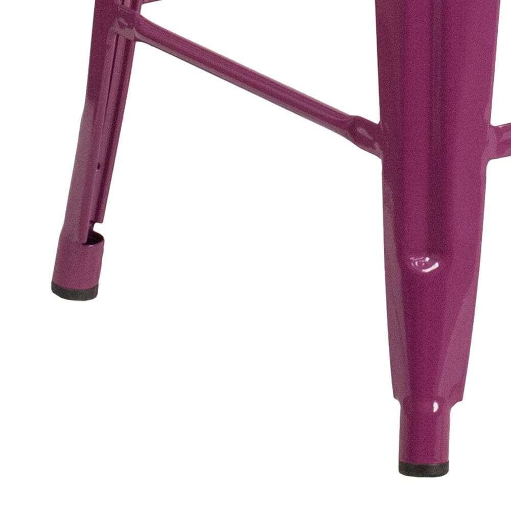 24" Purp No Back Metal Stool