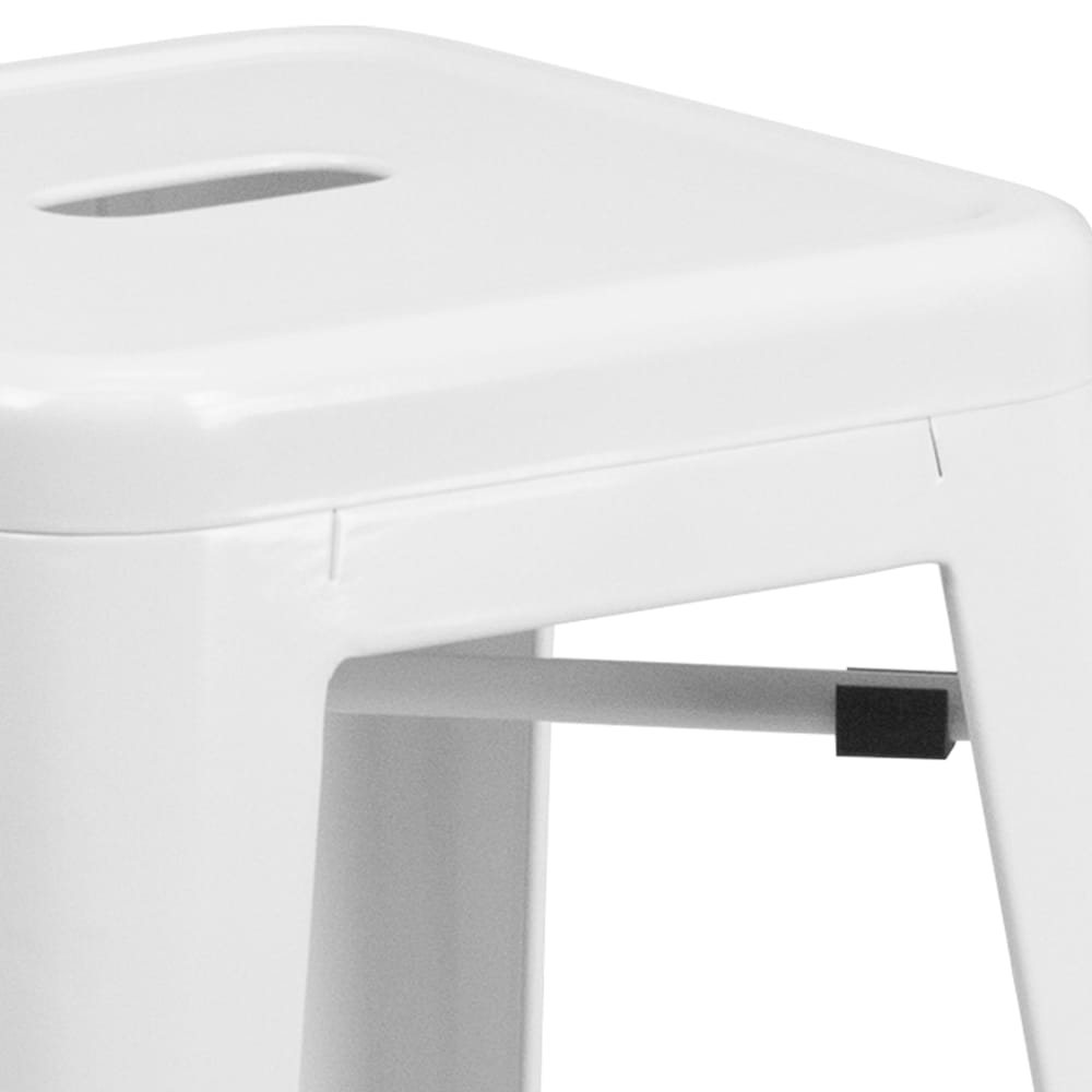 30" White No Back Metal Stool