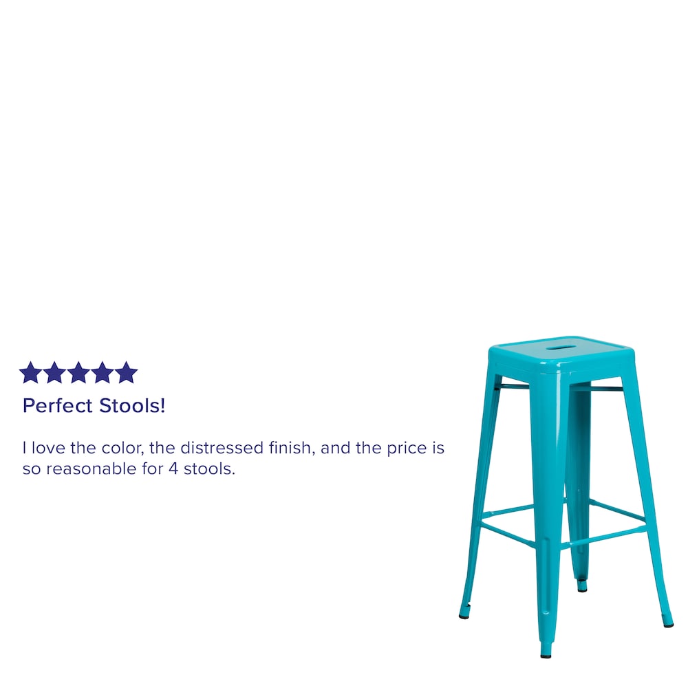 30" Teal No Back Metal Stool