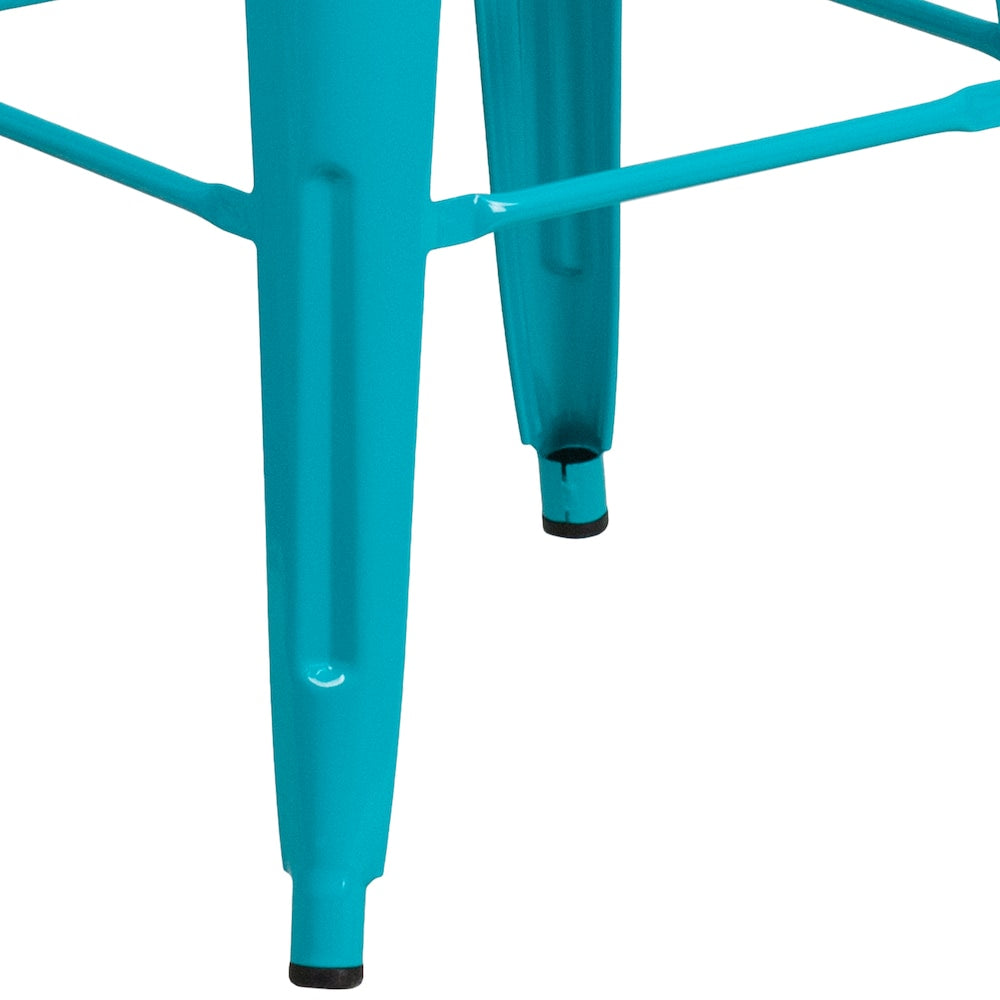 30" Teal No Back Metal Stool