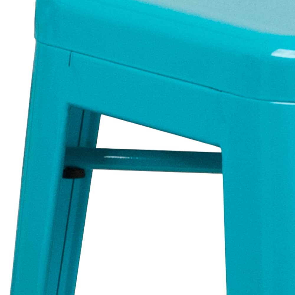 30" Teal No Back Metal Stool