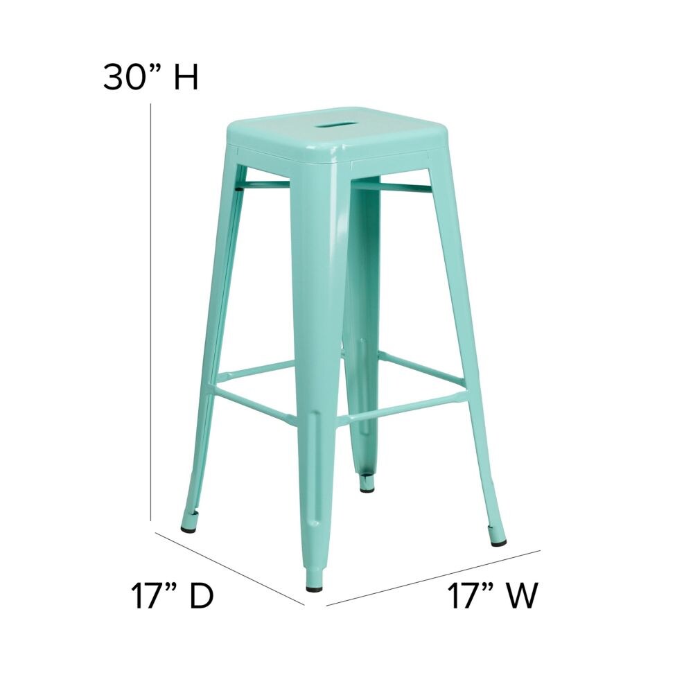 30" Mint No Back Metal Stool