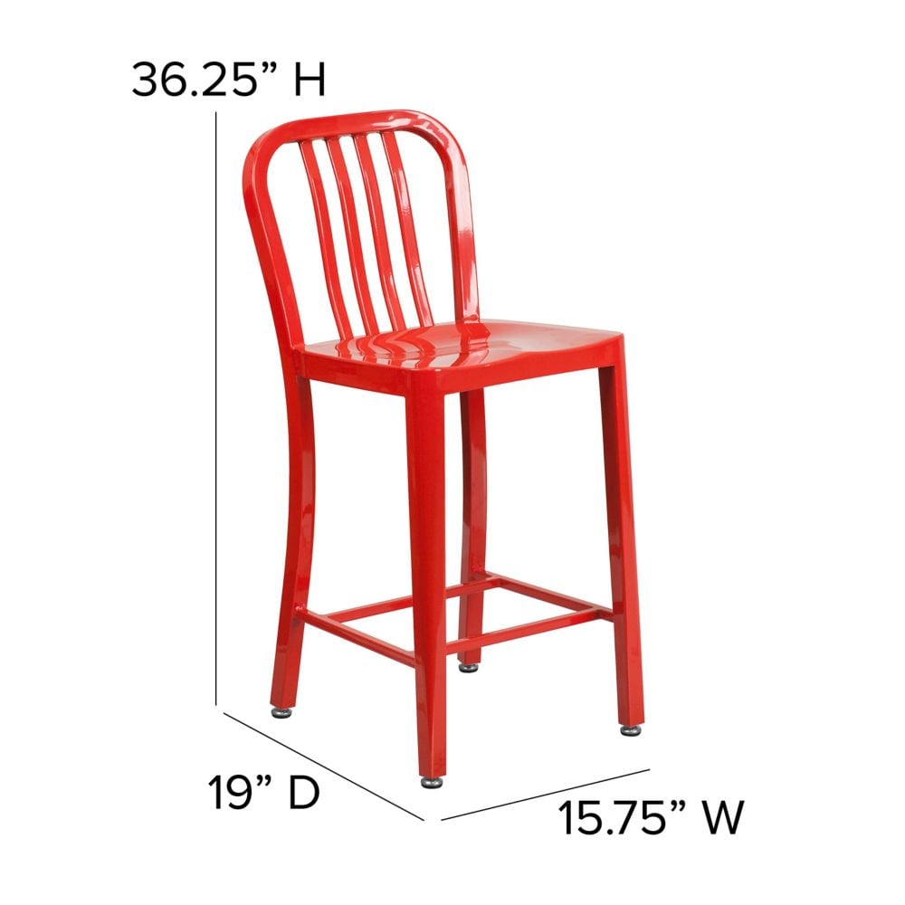 24" Red Metal Outdoor Stool
