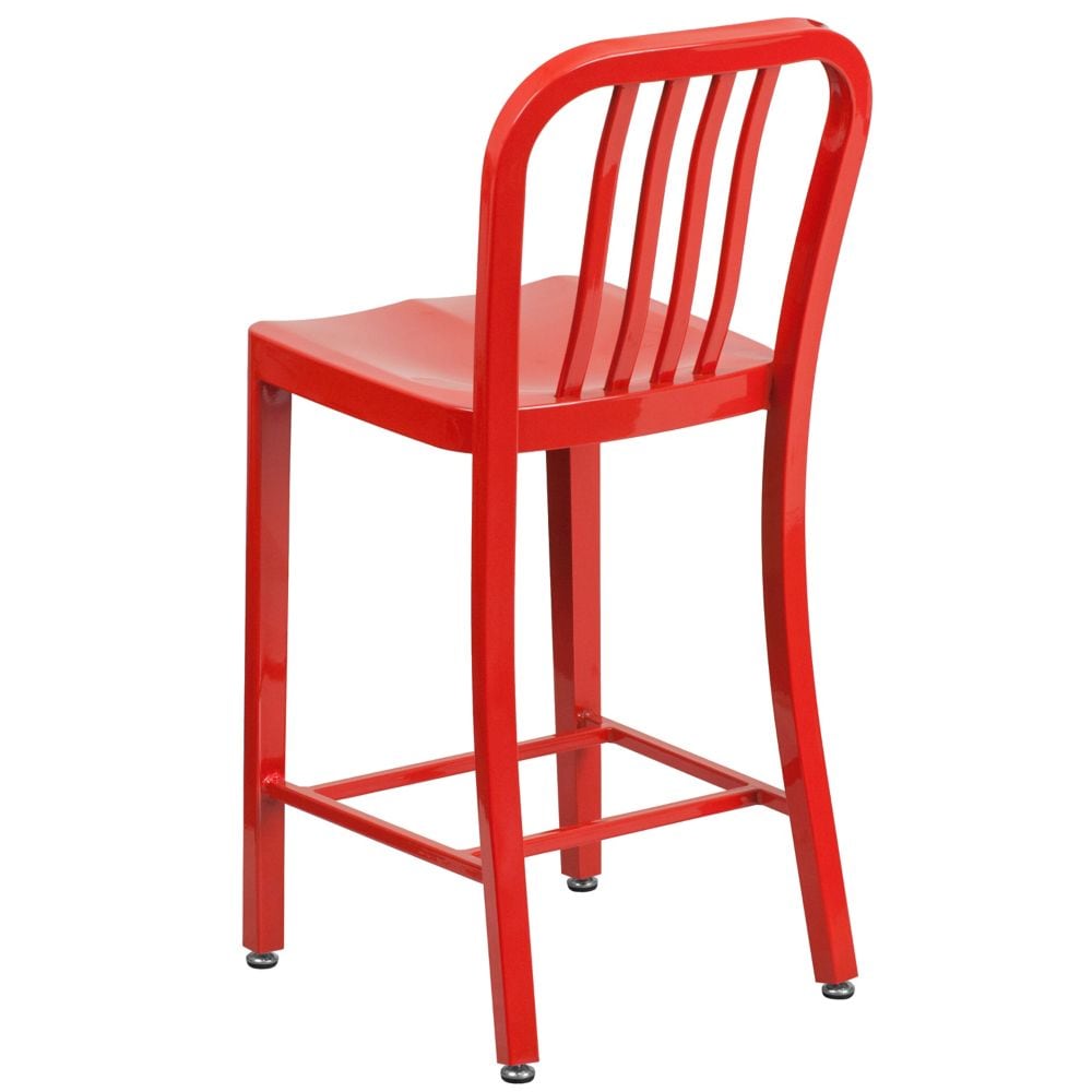 24" Red Metal Outdoor Stool
