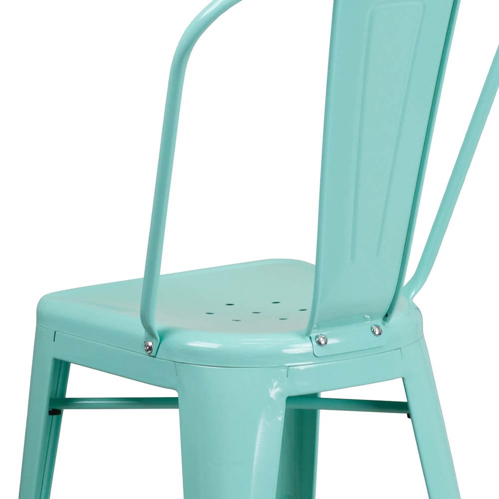 24" Mint Metal Outdoor Stool