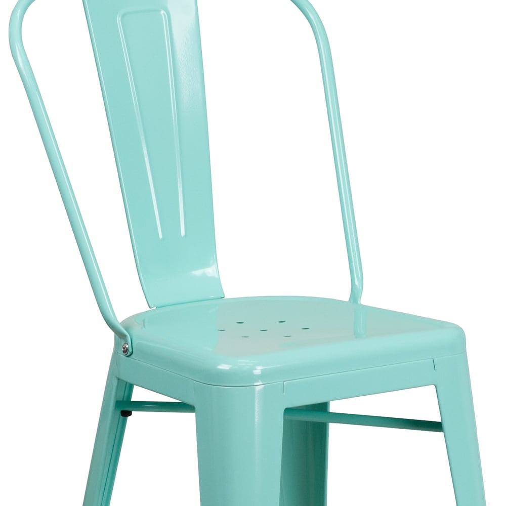 24" Mint Metal Outdoor Stool