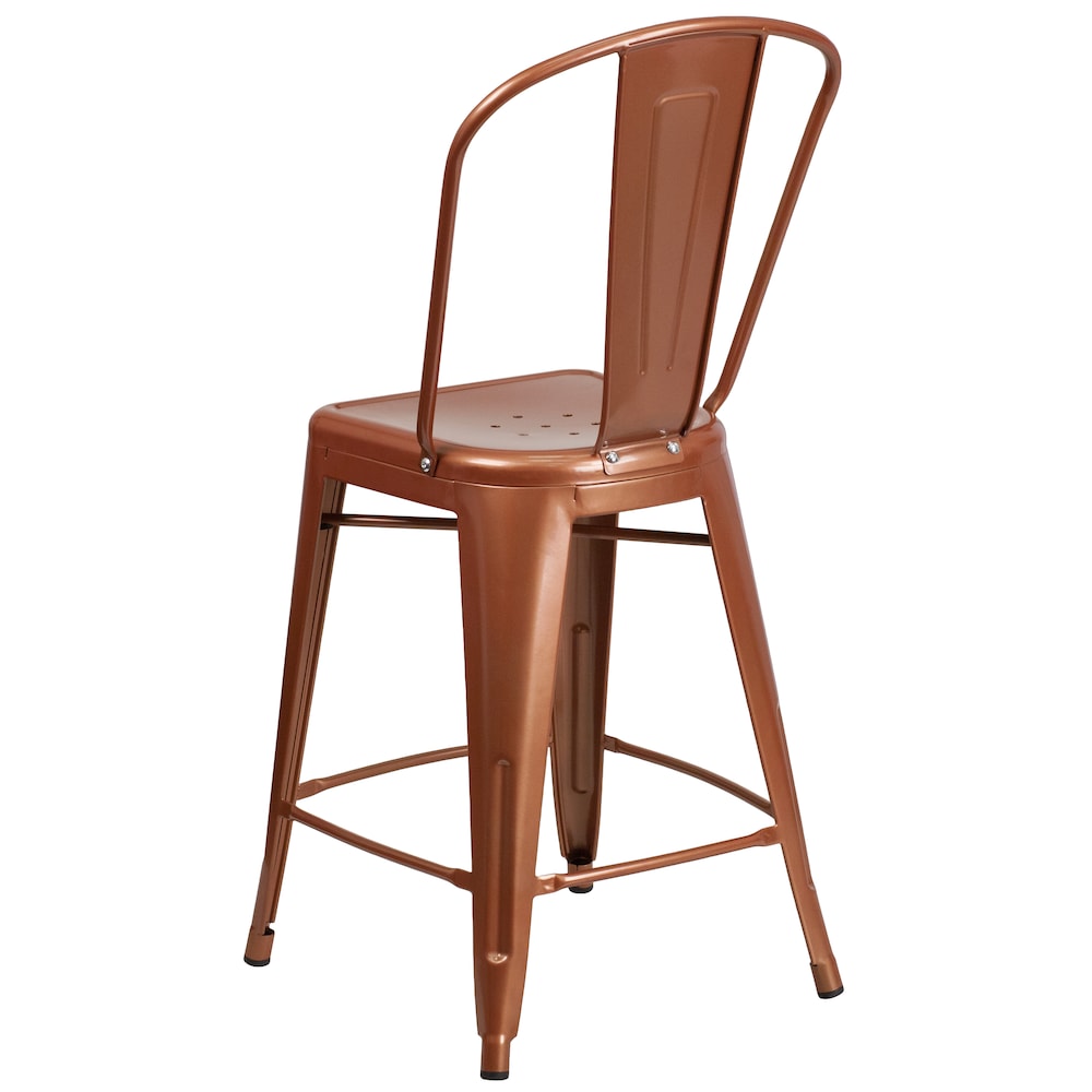 24" Copper Metal Outdoor Stool