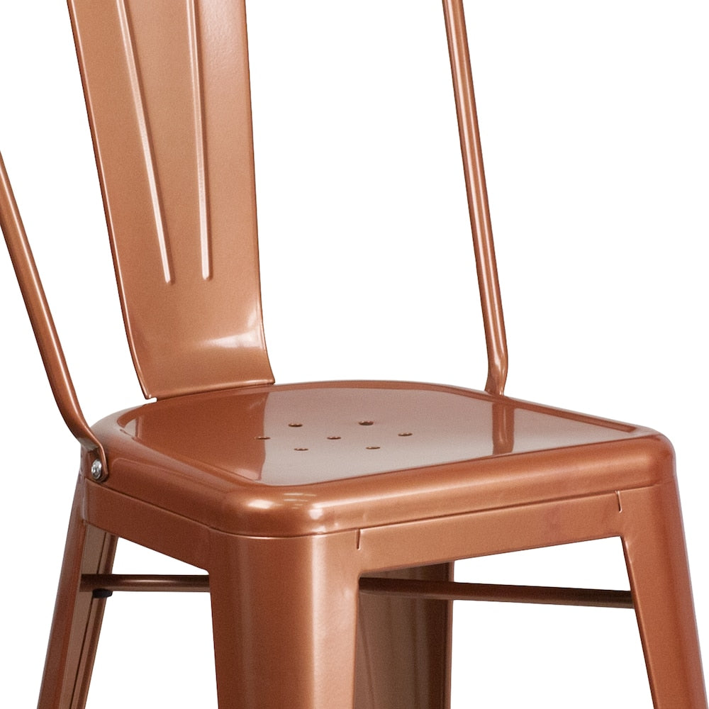 24" Copper Metal Outdoor Stool
