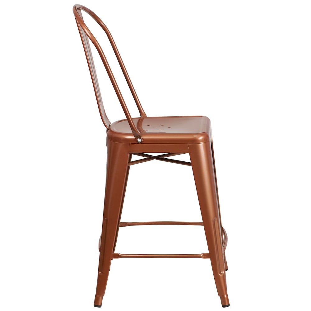24" Copper Metal Outdoor Stool