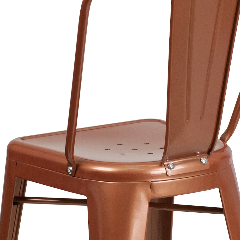 24" Copper Metal Outdoor Stool