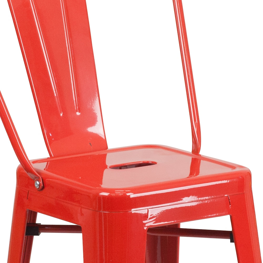 24" Red Metal Outdoor Stool