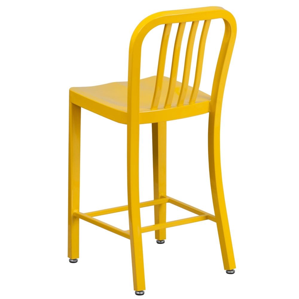 24" Yellow Metal Outdoor Stool