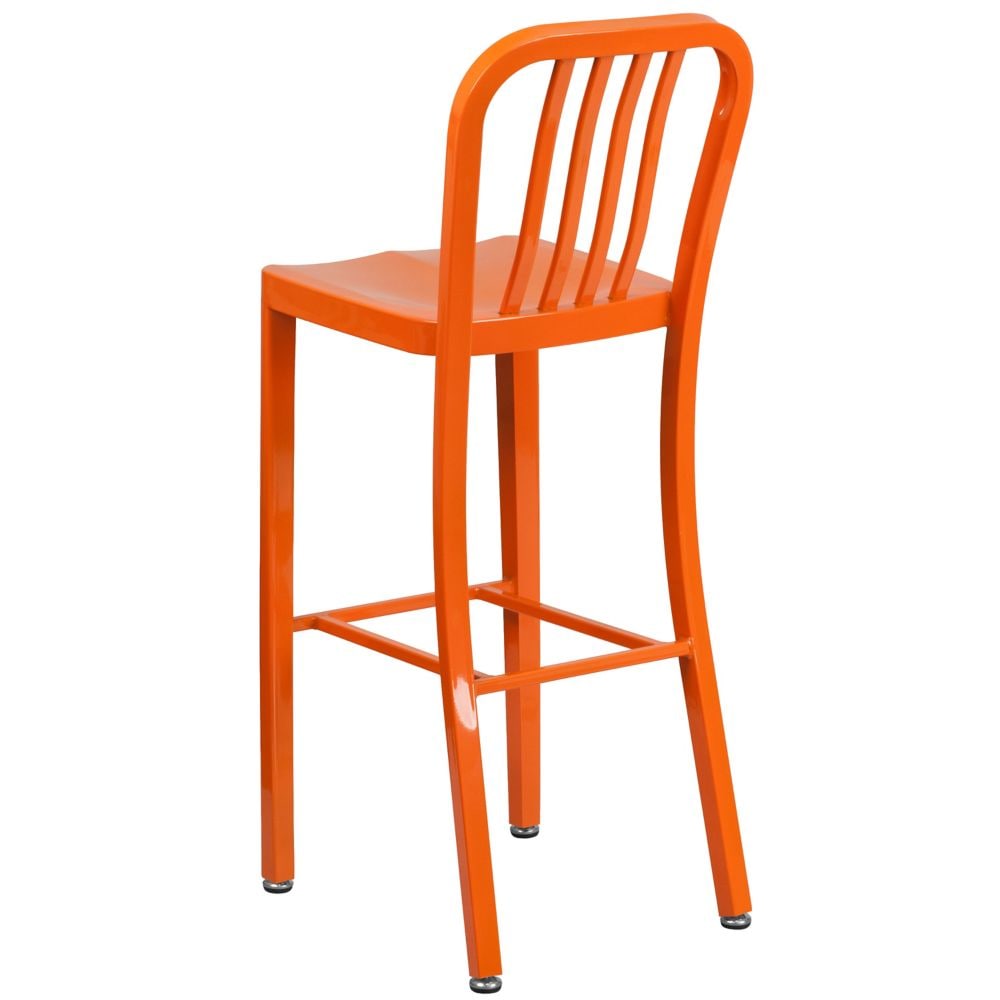 30" Orange Metal Outdoor Stool