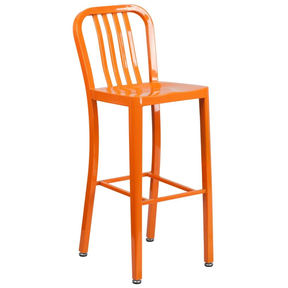 30" Orange Metal Outdoor Stool